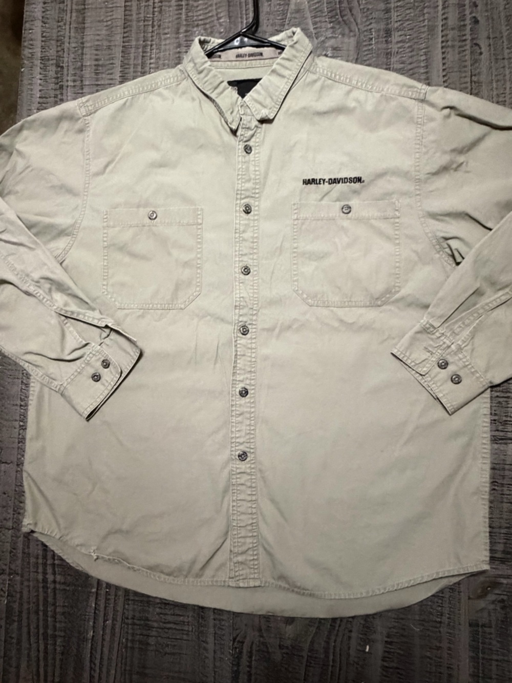 Harley-Davidson Light Beige Button-Front Work Shirt Jacket